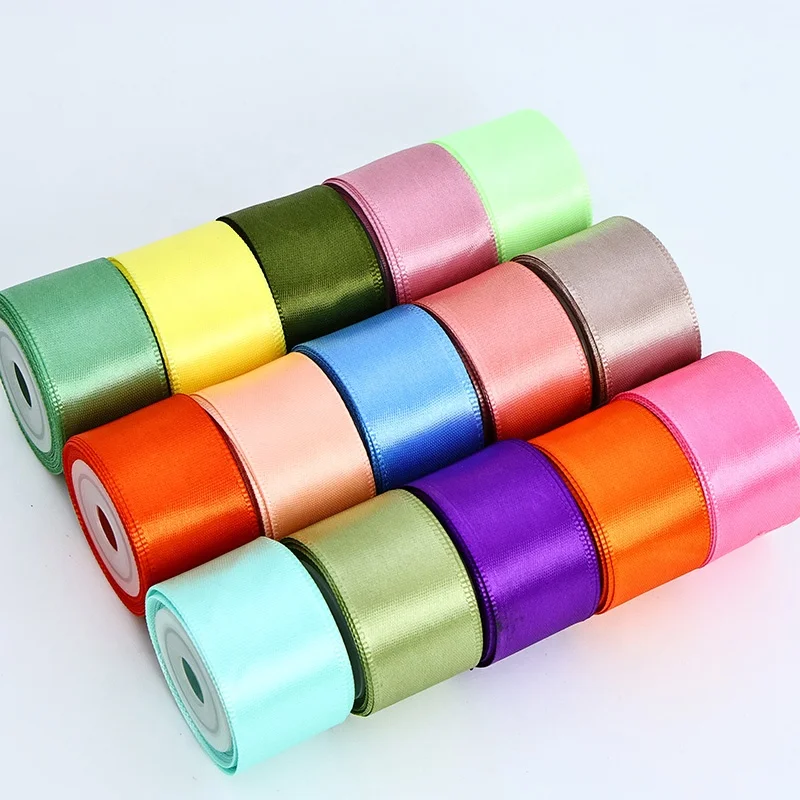 Emping 25mm Satin Ribbon 100% Polyester Fiber Custom Logo Bulk Printing Pure Color Solid High for Wedding Bag Use Gift Wrap