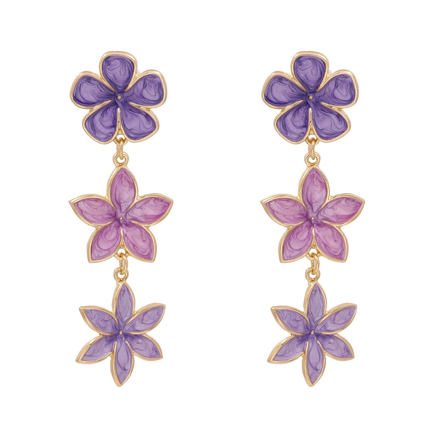 2022 New Popular Flower Shape Multi Colored Enamel Earrings For Women Gift