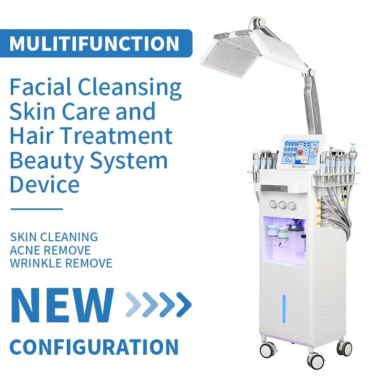 2024 15 in 1 Hydrodermabrasion Skin Care Hydra Oxygen Facial Machine With PDT Hair Care Hydra Beauty Machine