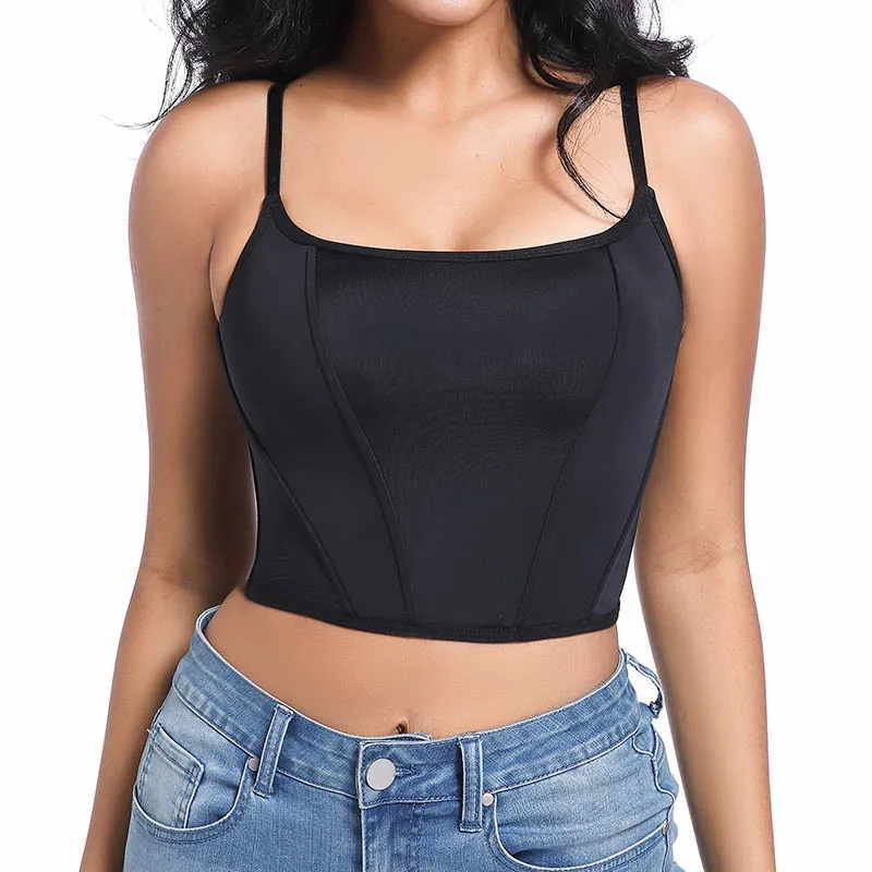 Going Out Party Bodyshaper Crop Top Overbust Black Vintage Corset Plus Size  Zip Back Bustier Plus Size Corset Tops for Women