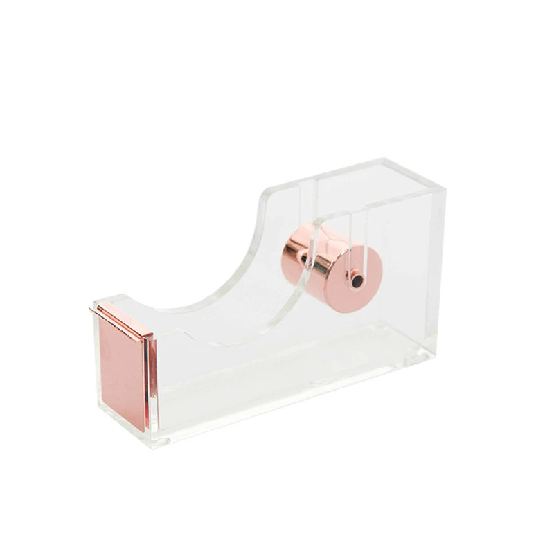 School&Office Clear Rose Gold Modern Design Acrylic Design Office Desktop Tape Dispenser