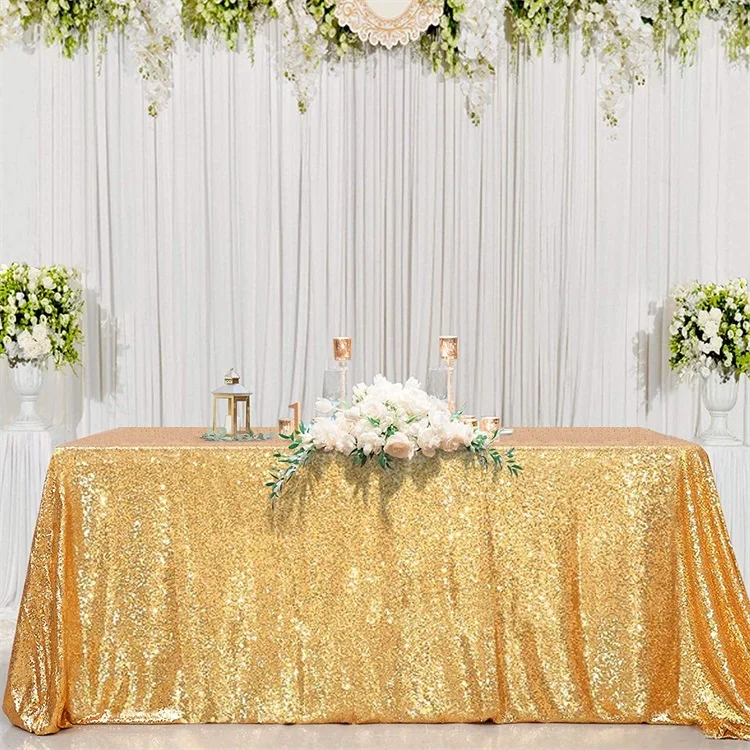 Amazon best-selling Round and rectangle Rose Gold Wedding Sequin Table Cloth