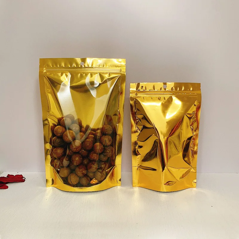 Yin Yang Ziplock Gold Aluminum Foil Stand Up Pouch For Snack Nuts Tea Dried Cookies/Biscuit/Tea/Food Candy Storage Packaging Bag