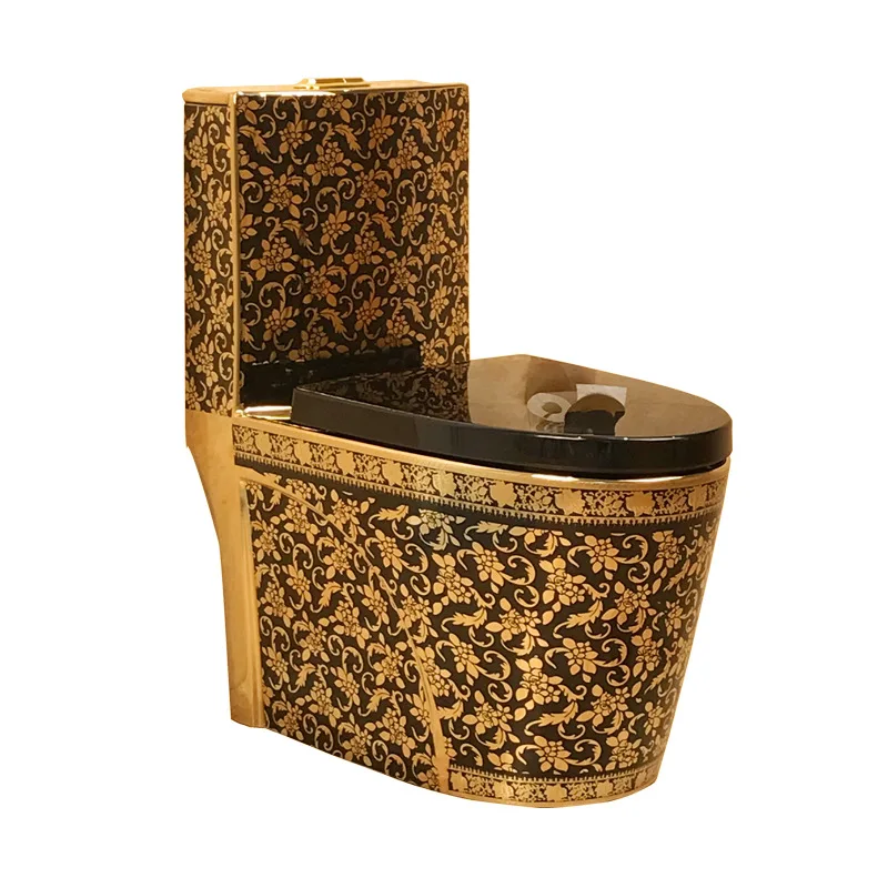 Bathroom black gold toilet European style anti-odor flush toilet creative toilet color