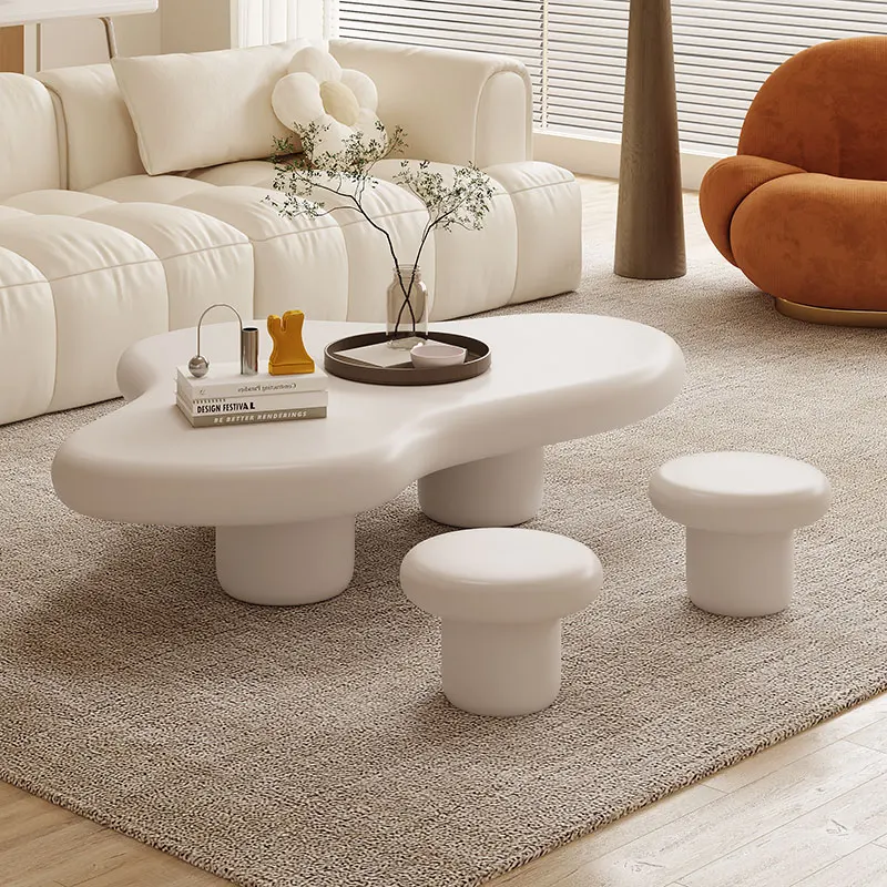 INNOVA Customized modern white round wooden backless chair stool ottoman supplier