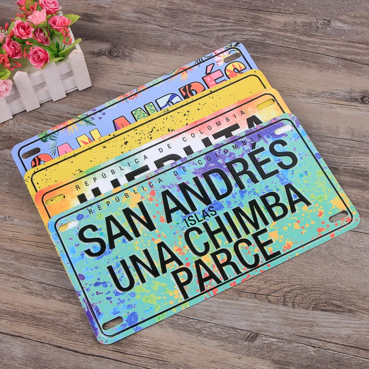 Wholesale Vehicle Accessories Custom Print Logo Souvenir Aluminum Decorative Reflective Embossed Number Plate Car License Plate