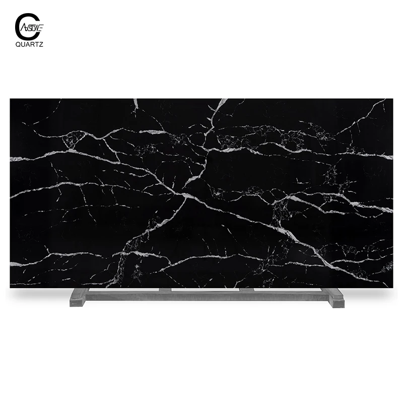 CAXSTONE оптовая продажа плит Calacatta черный кварцевый камень по размеру для горячих модных кухонных столешниц материал 20/30 мм