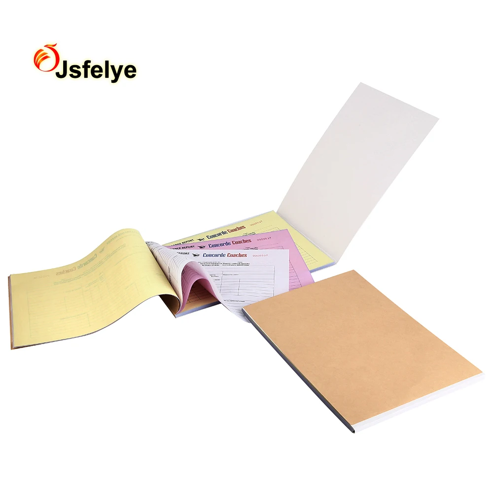 Eco-friendly A4 size cheap 100% virgin wood pulp perforated NCR carbonless customs printing colorful Invoice book