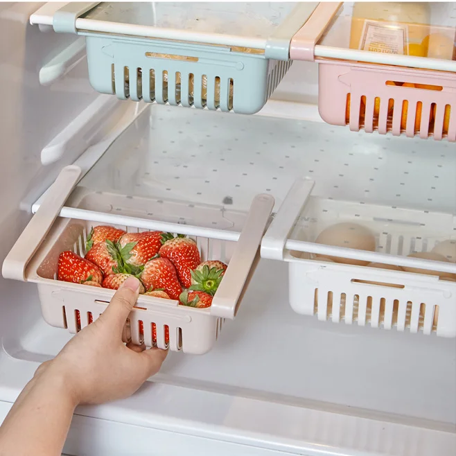 New Arrival Useful Fridge Drawer Organizer Retractable Drawer Refrigerator Storage Box