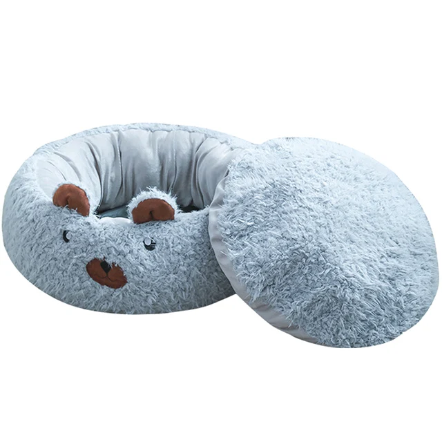 Alpaca Cartoon Bear Round Pet Dog Bed Custom Cat Bed House Bed For Dog Cute Pet Nest Kennel Soft Sleep Dog Matress Pet Supplies