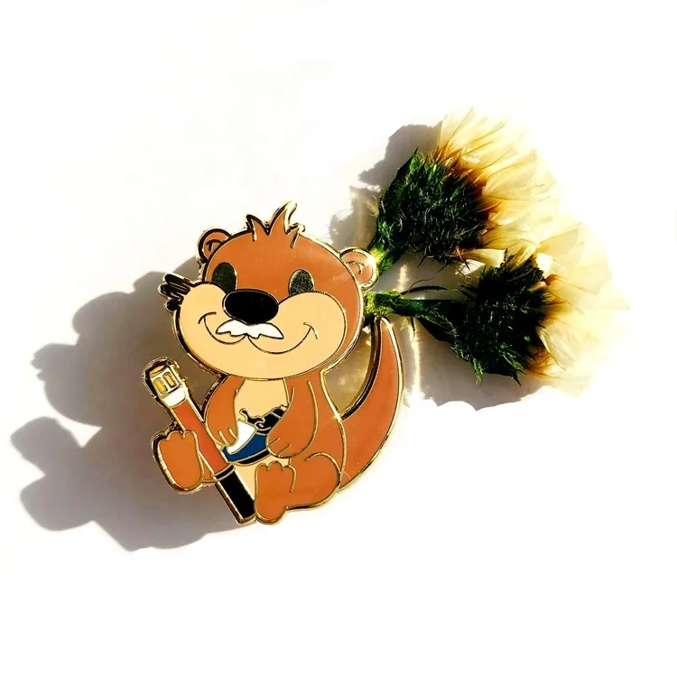 Zinc Alloy Metal Badges Direct Supplier Customized Hard Enamel Gold Plated With Transparent Sandblast Lovely Anime Lapel pins