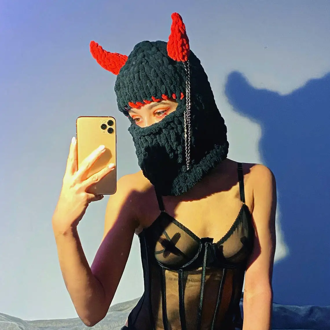 Halloween Cosplay Knit Face Balaclava Cap Party Tricky Designer Motorcycle Handmade Cheap Ski Knitted One Hole Balaclava