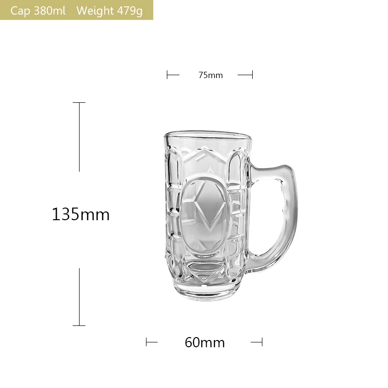 Factory Wholesale Clear Large Beer Glass Cup Custom Logo Lead-free Beer Mug Glass with Handle