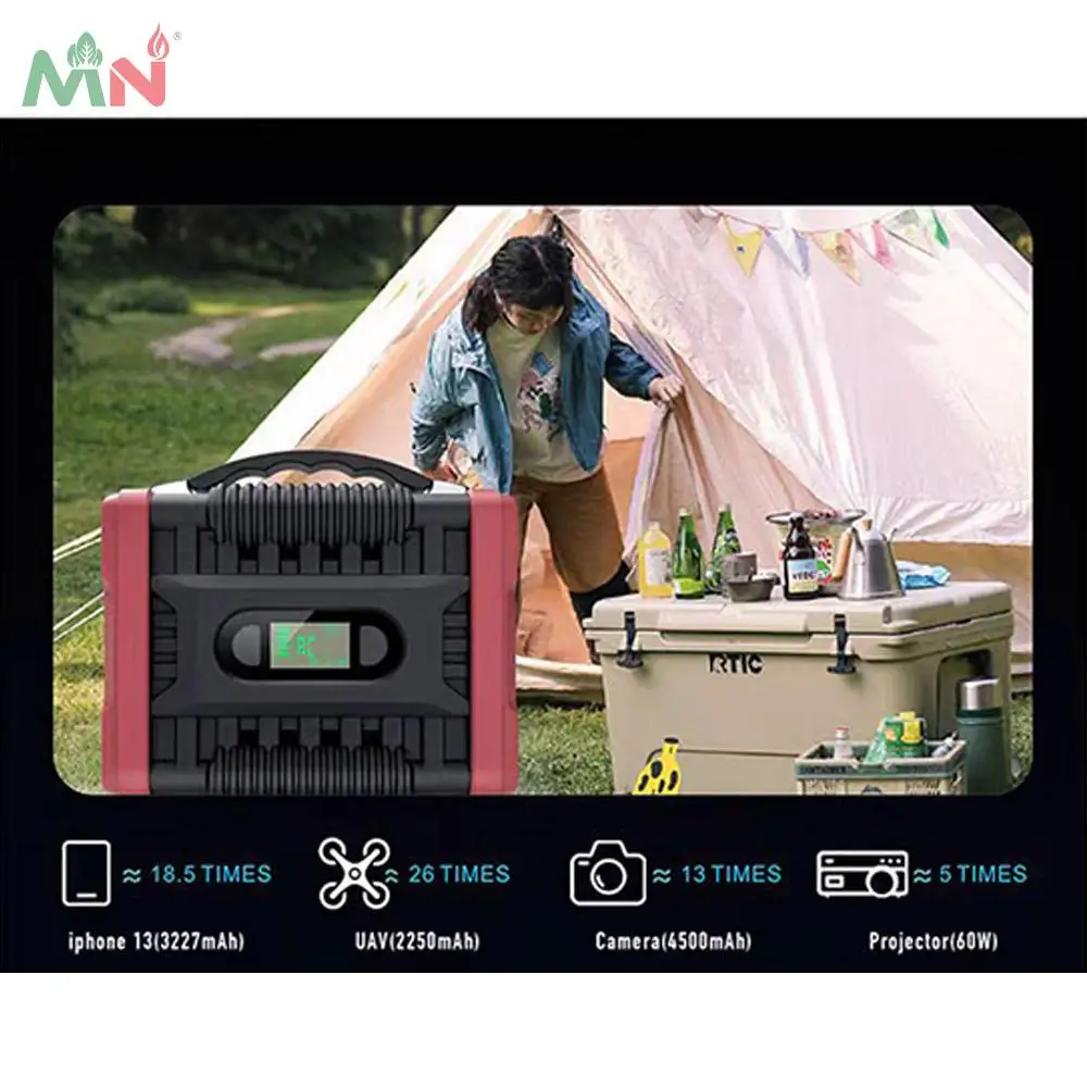 MN YT202 222WH Portable Power Station, 60000mAh Energy Storage, Type C & Flashlight, Pure Sine Wave Inverter, AC Adaptor & Car C