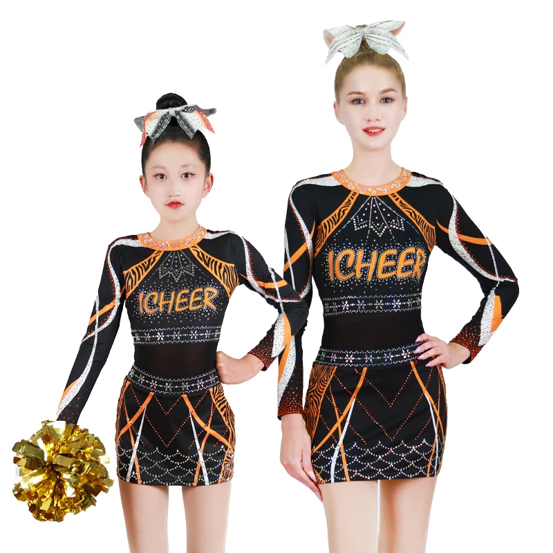 Custom Orange Cheerleading Uniforms Women Sexy Cheerleader Uniform Wholesale Maroon Cheerleading Uniforms