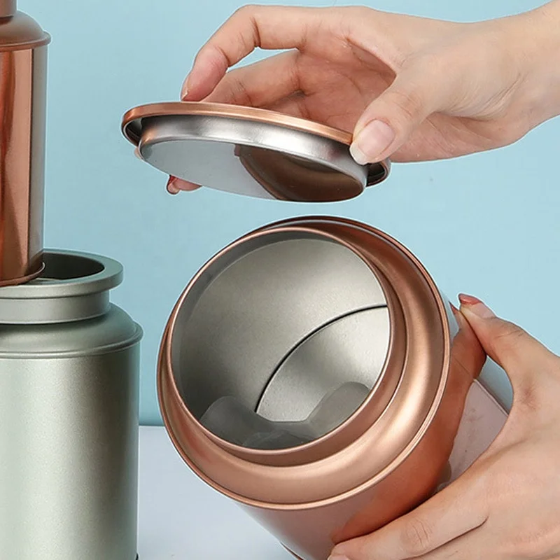 Unique Design Reusable Airtight Lid Tea Tin Can Rose Gold Snack Food Can