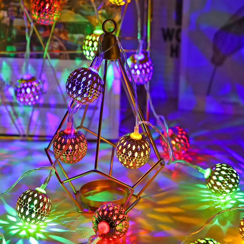 Уличная Водонепроницаемая сказочная светодиодная гирлянда в виде марокканского шара для вечеринки свадьбы