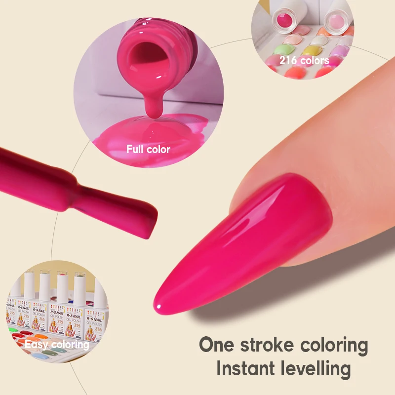2024  R S Nail Factory Create Your Own Brand 3 Step UV Gel 216 ColorsGermany Nail Polish  Hema Free 15Ml Nail Art Pure Color Gel