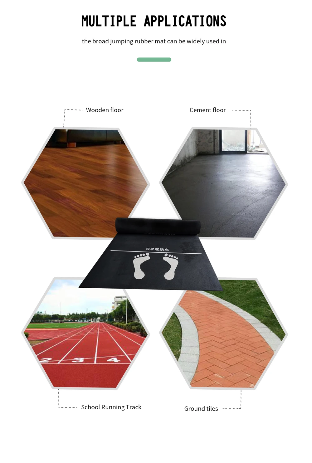 60x300 cm Standing Long Jump Mat Indoor And Outdoor Rubber Mat For Sports Test Training With Logo printing