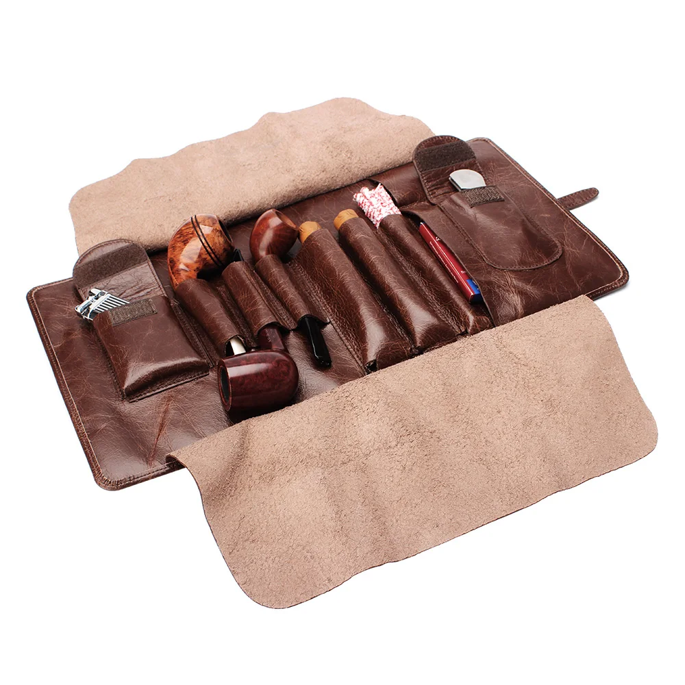 Retro Rollong Genuine Leather Cigar Tobacco Pipe Bag Pouch Case Wholesale