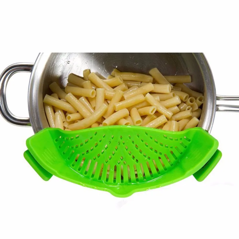 Silicone Pot Strainer Liquid Funnel Pan Strainer Kitchen Clip On Drainer Rice Washing Colander Cooking Tools