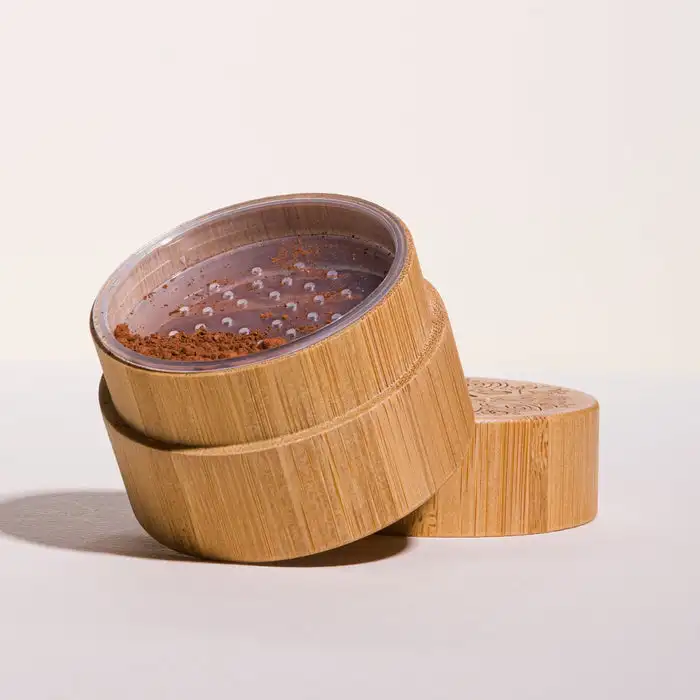 New Ecological Sustainable Refill Refillable Empty Bamboo Compact Powder Containers For Cosmetics