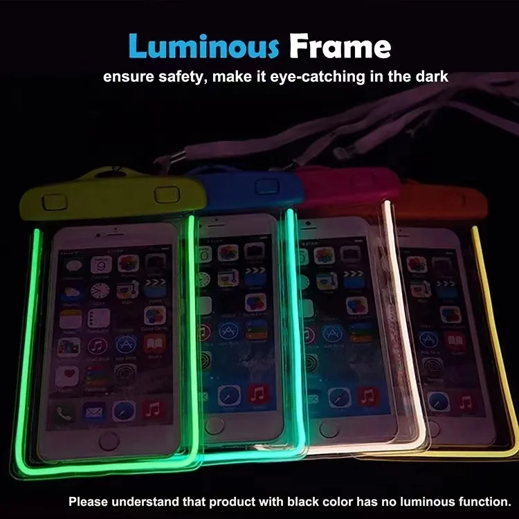 PVC Luminous frame Waterproof mobile pouch Beach Cell Phone pouch Swimming bag luminous Waterproof  Consumer Electronics bag