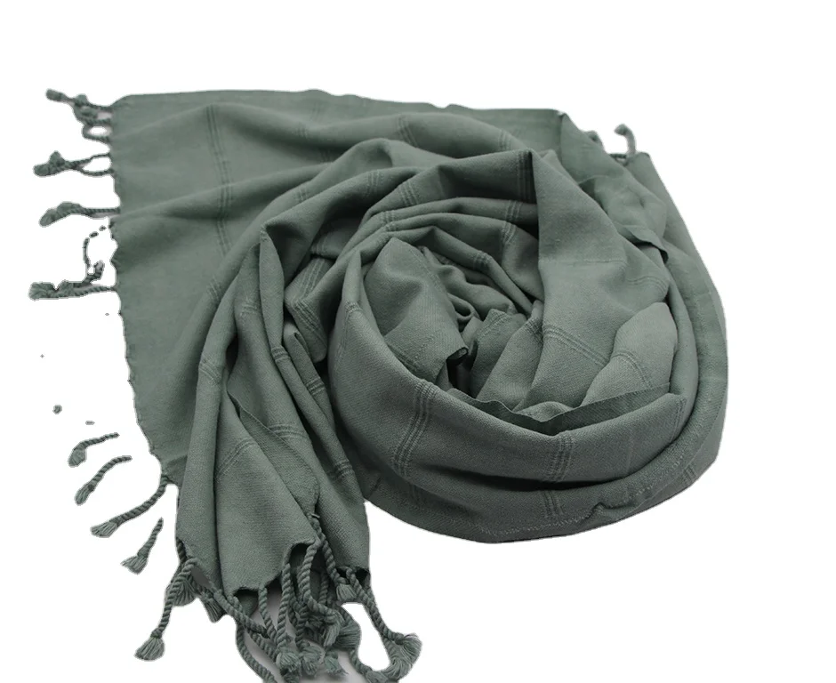 Estel 100% Turkish Cotton Beach  Towel Stone Washed Mint Color with Colored Fringes Lightweight Multipurpose Bath Towel Pool Use