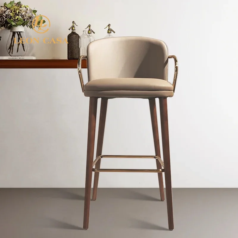 Custom Italy Design Factory Price Bar Chairs Wooden Bar Stools Comfortable Counter Height Bar Stools
