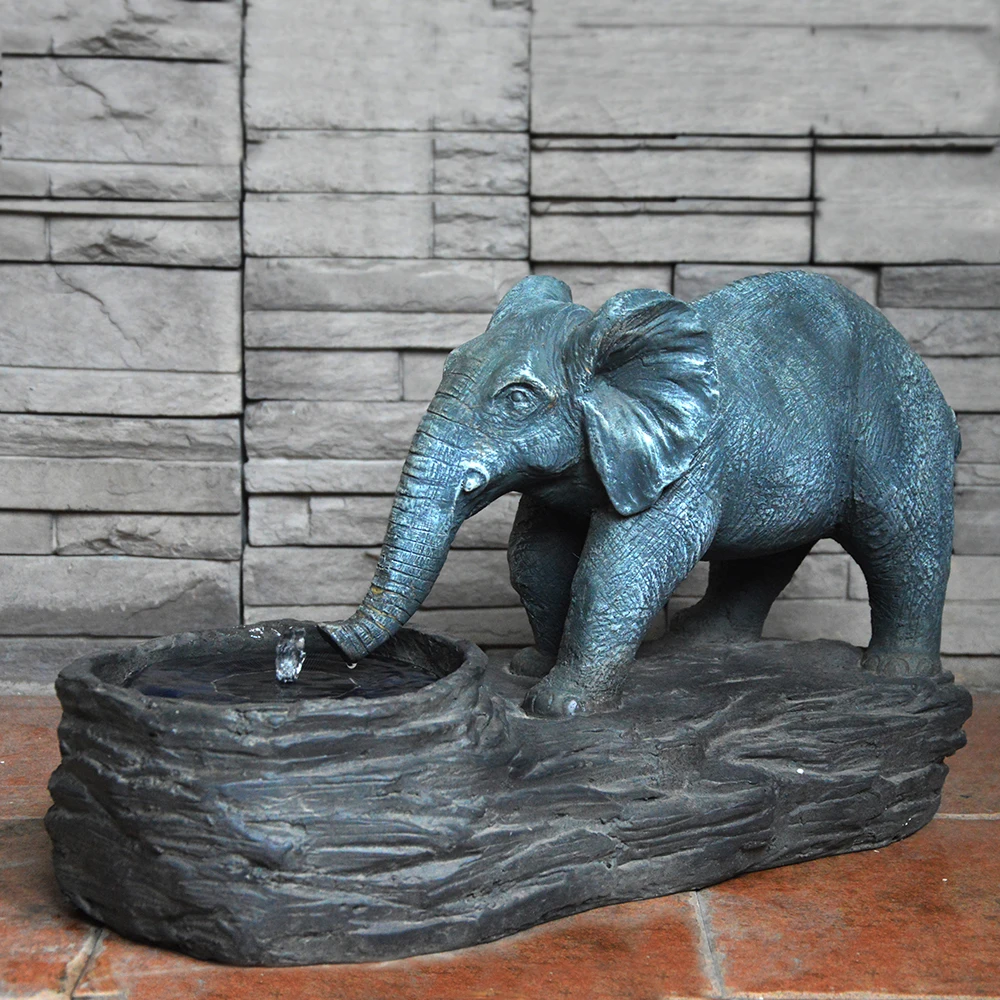 Elephant solar garden fountain with DC pump solar panel with no battery pump run by direct sunlight