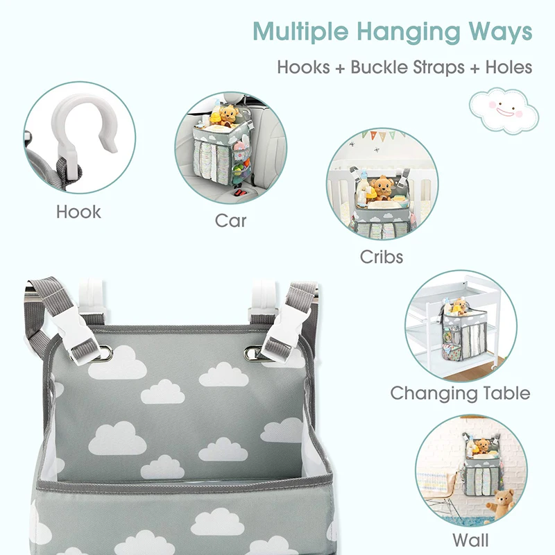 Nursery Organizer Baby Diaper Caddy Hanging Diaper Organization Storage for Baby Essentials