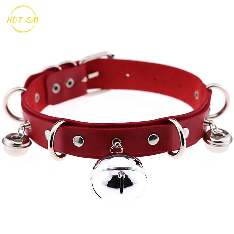 
New Women Men PU Choker Sexy Bell Leather Collar,BDSM Bondage Necklace Neckband,Sex pu Toys For Couples 