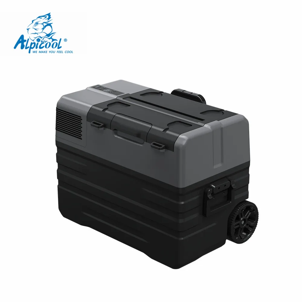 Alpicool NX42 DC 12V 24V Small Mini Portable Outdoor Camping Car Refrigerator Fridge Freezer with detachable wheels and  handle