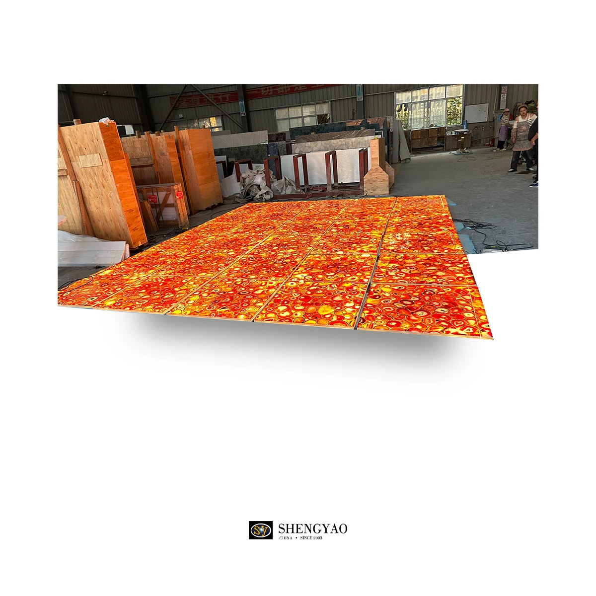Internet Celebrity Restaurant Same Style Backlit Flooring Translucent Stone Red Agate Semi Precious Stone Floor Tile