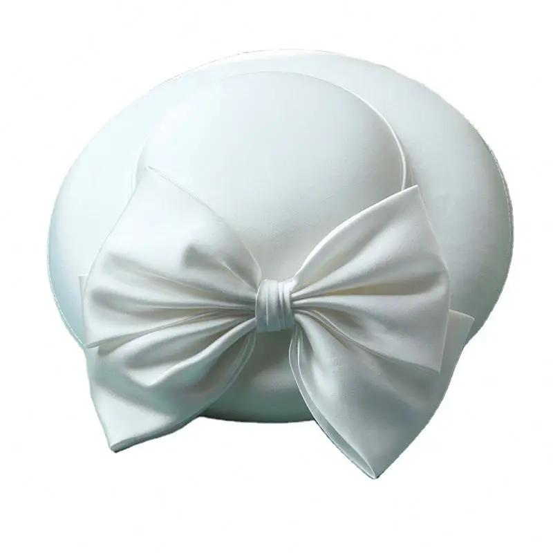 Bridal top hat female British Hepburn style Fashion Big Butterfly Party Wedding Hair Decoration Women Flower Church White Hats