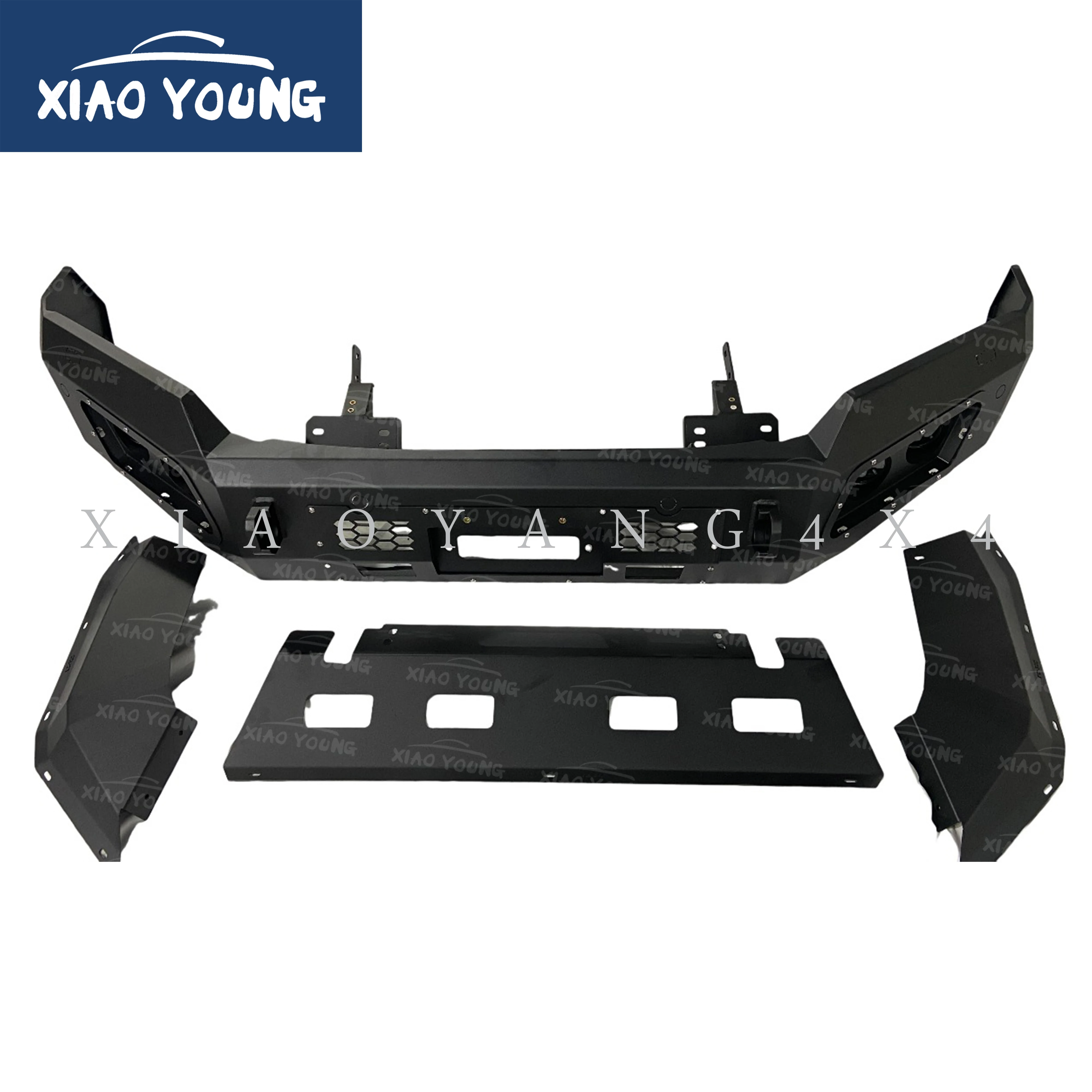 Factory Steel Black Front Bumper Guard For Hilux Revo Vigo NP300 BT50 Ranger Bull Bar with LED light
