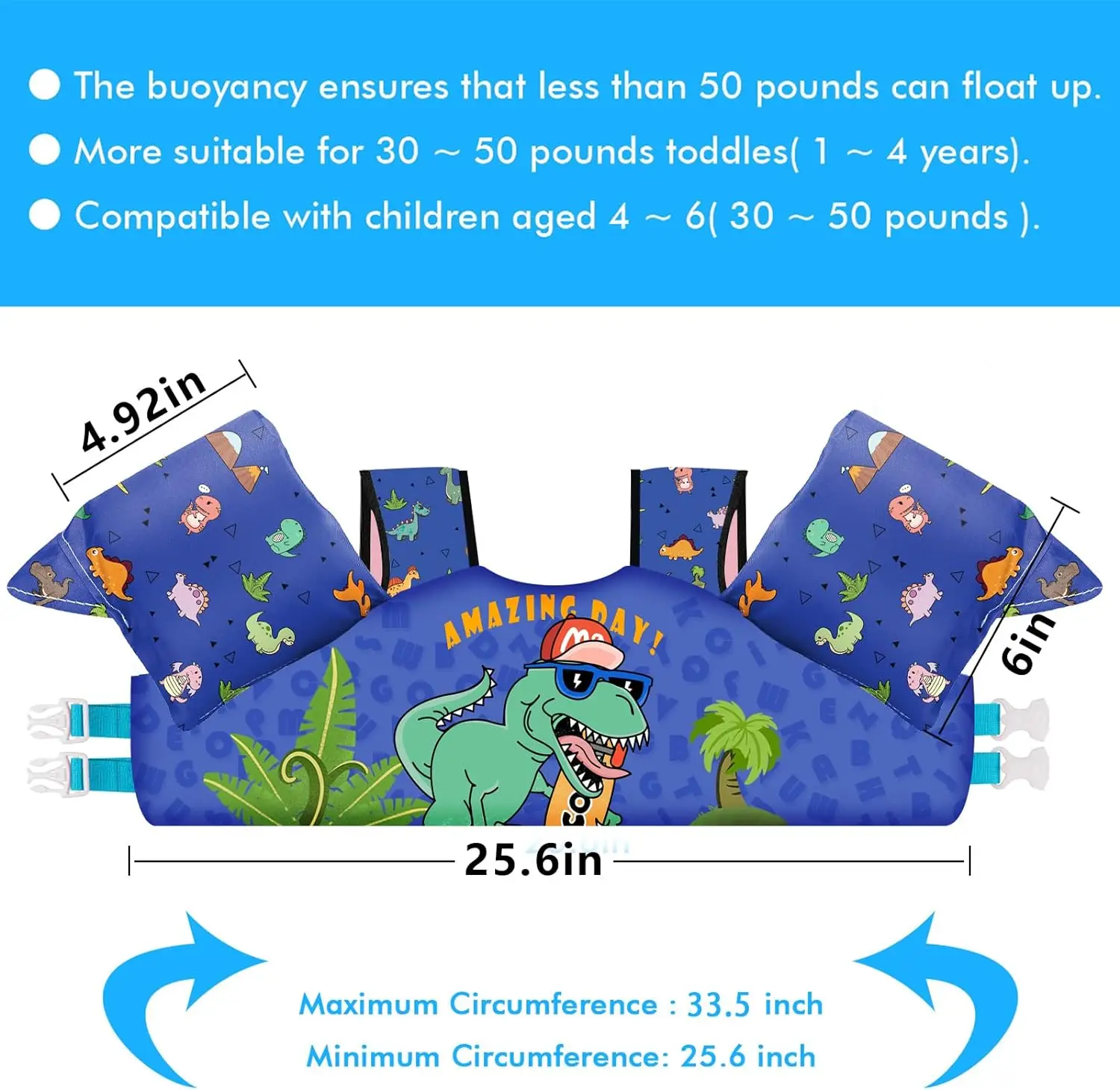 Chriffer Kids Swim Vest Life Jacket for 22-66 Pounds Boys and Girls, Toddler Floatie with Shoulder Harness Arm Wings Beach Pool