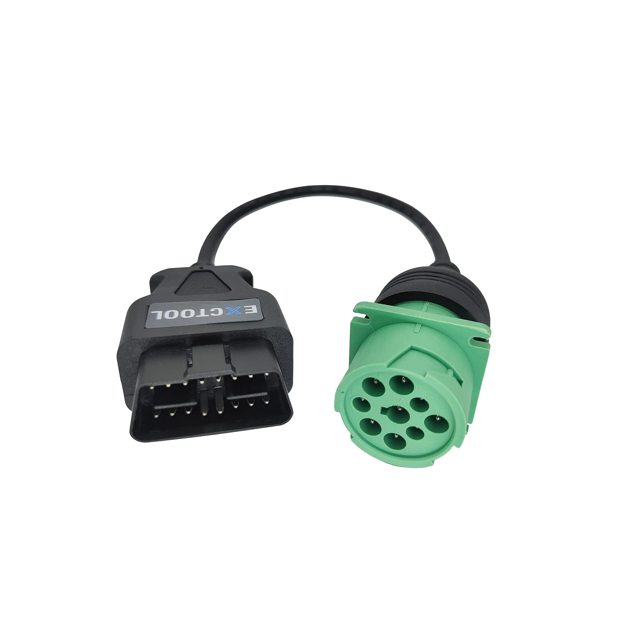 OBD2 to J1939 Green Type 2 Adapter Cable for Heavy Duty Trucks and Commercial Vehicles with OBD II Diagnostic Connector