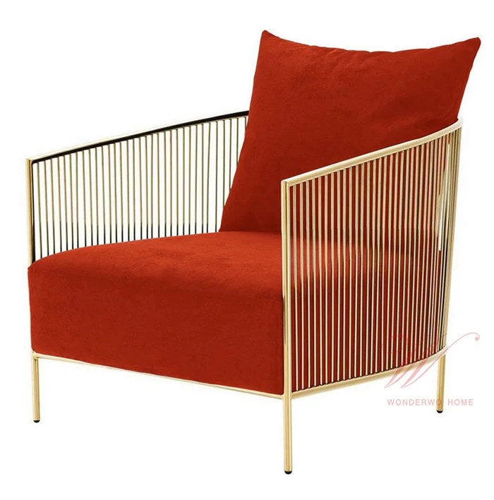 
China factory wholesale cheaper price gold frame upholstery luxury leisure chair for living room furniture armchair 