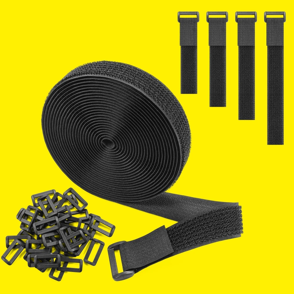 Multi-function 2 In 1 Hook And Loop Tape Fastening Strap with Plastic Buckle Self-locking Hook Loop Tape