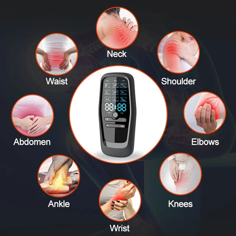 EMS Tens Machine 9 Modes Muscle Stimulator Electronic Pulse Tens Massage Therapy Device Rechargeable Therapy Equipment