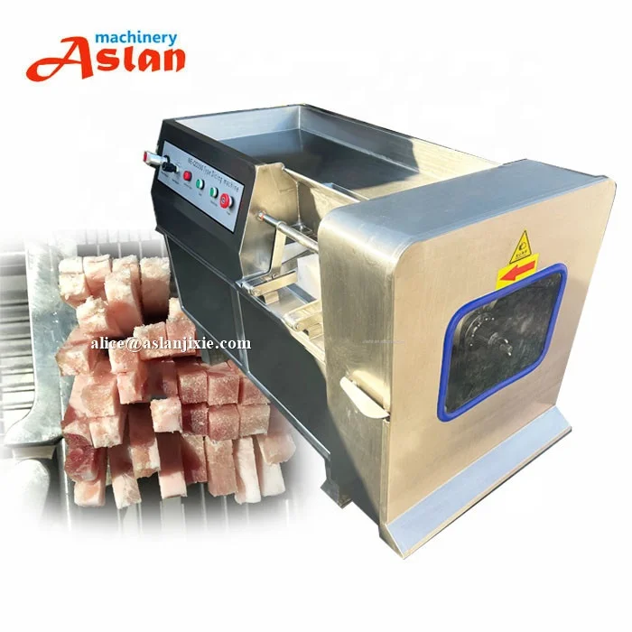 fresh pork belly meat 4*4mm cutting machine / frozen boneless meat cube dicing machine