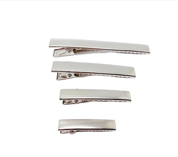 Customized new product High quality Diy metal spring blank hair clip spring hair clip flat single fork crocodile hair clip