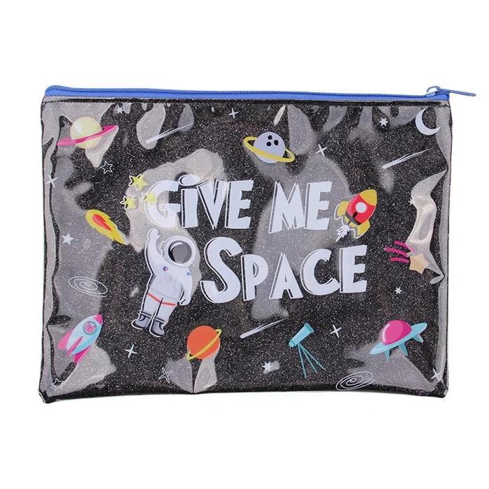 INTERWELL File Bag Folder B5 A5 Waterproof Cheap Plastic PVC Galaxy Print Zipper Document File Folder Bag