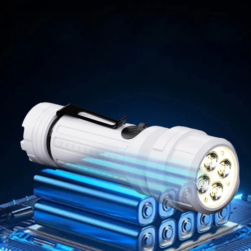 Type-C Rechargeable  ABS Lamp Body Mini White Torch Light Led Flashlight Long Range Powerful