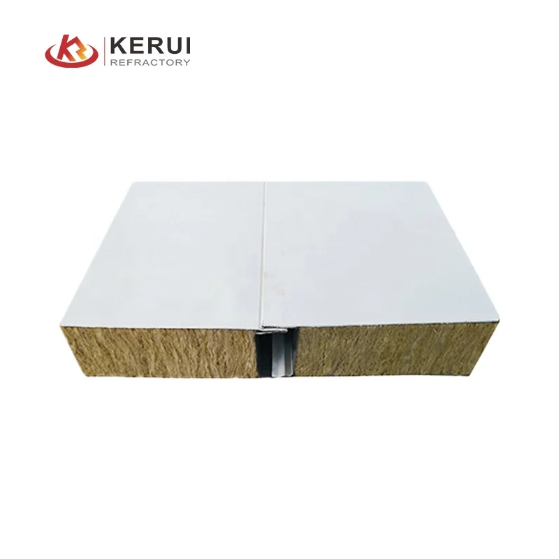 Kerui Polyurethane Rock Wool Plate Single Color Real Stone Paint Integrated Board for Soundproofing Applications