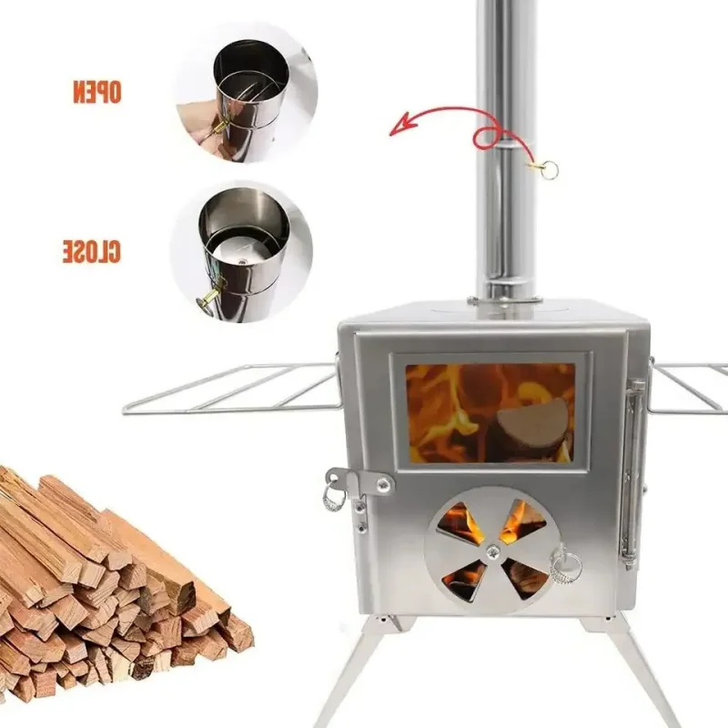 Rison Tent Wood Burning Stoves Portable With Chimney Pipes Portable Camping Wood Stove Titanium Tent Wood Stove Camping