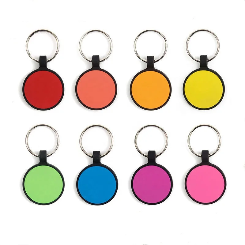 Pet round silicone dog tag alloy tag pendant advertising gift can be engraved to prevent loss pet identity card keychain