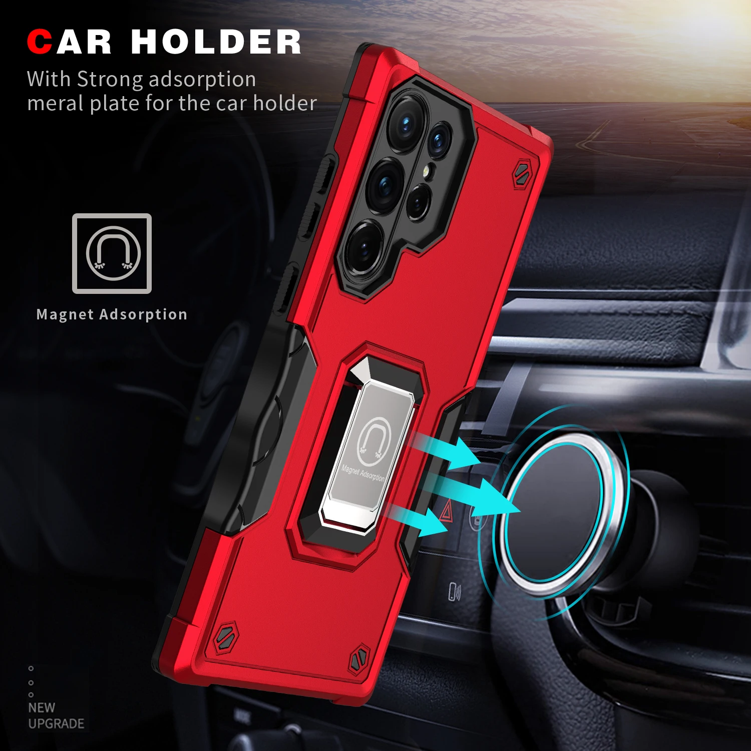 2022 New design Acrylic + TPU 3 in 1 Shockproof Mobile phone case With Metal support For Samsung Galaxy S22 Ultra 5G