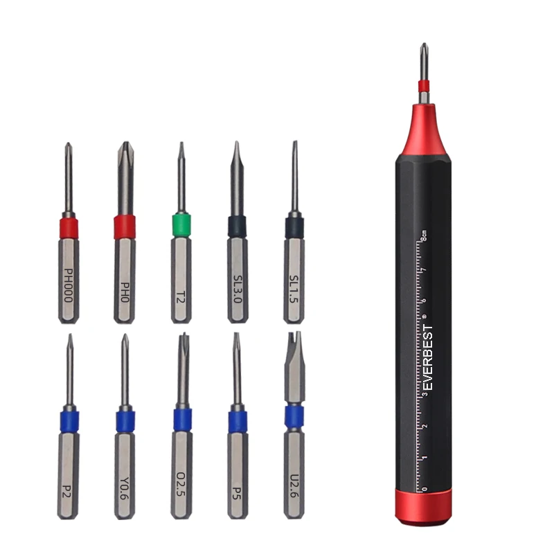 Embedded aluminum alloy multi-function screwdriver Press type Muliti-purpose magnetic 10-in-1 precision screwdriver set